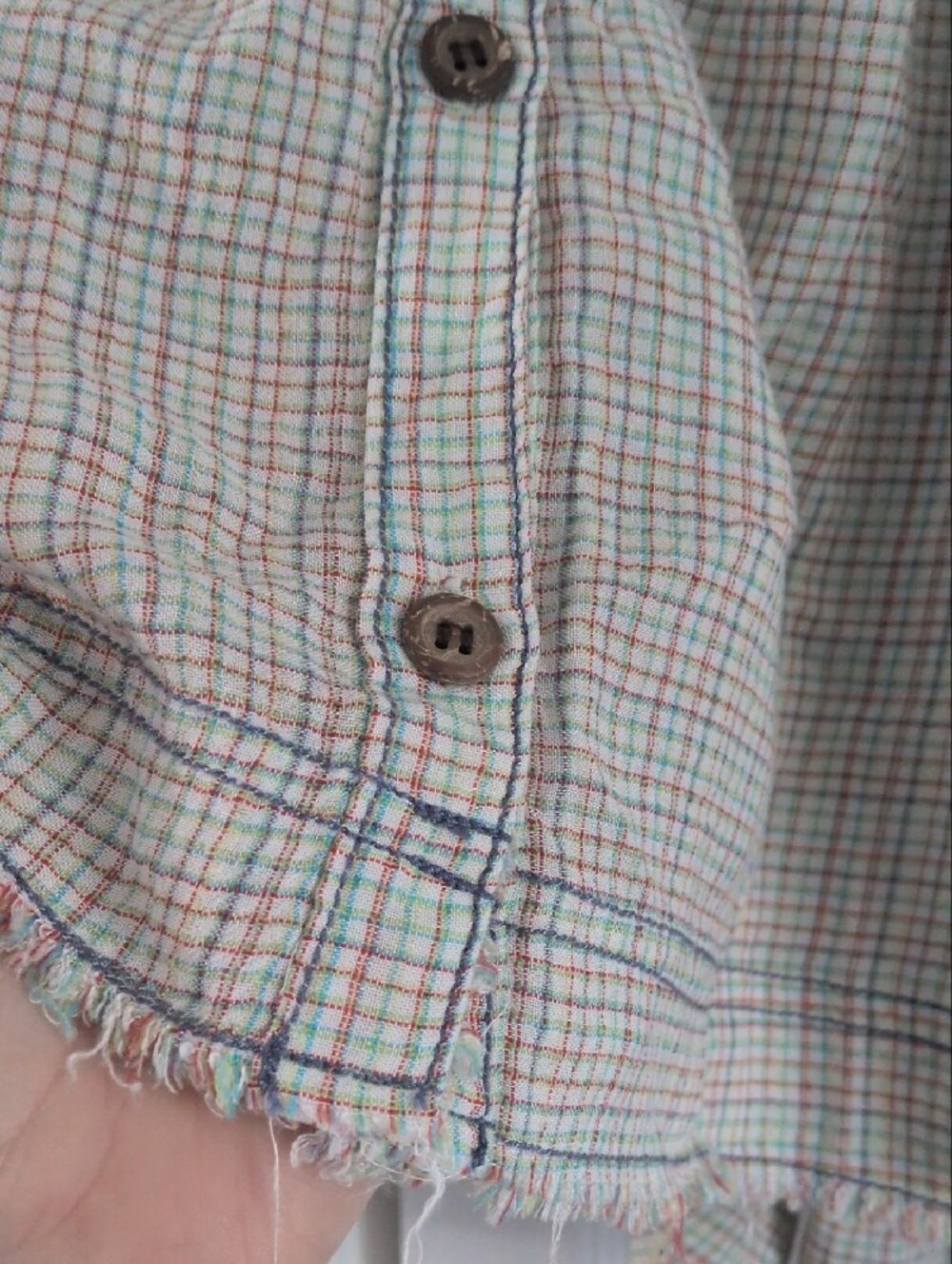 We The Free Neutral Multi-Color Plaid Button Front Shirt - Picture 5 of 8